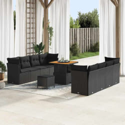 vidaXL Ensemble de canapé de jardin 11 pcs Noir 80 x 80 x 71 cm