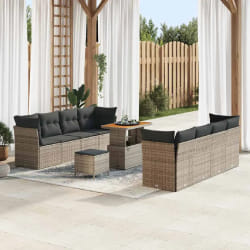 vidaXL Ensemble de canapé de jardin 11 pcs Gris 90 x 55 x 71 cm