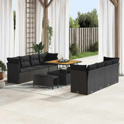 vidaXL Ensemble de canapé de jardin 11 pcs Noir 100 x 100 x 71 cm