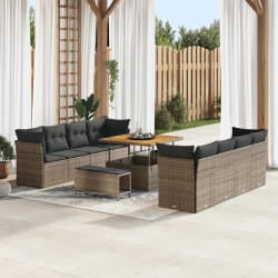 vidaXL Ensemble de canapé de jardin 11 pcs Gris 100 x 100 x 71 cm