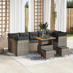 vidaXL Ensemble de canapé de jardin 10 pcs Gris 90 x 55 x 71 cm