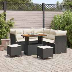 vidaXL Ensemble de canapé de jardin avec coussin 8 pcs Noir et crème
