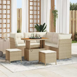 Ensemble de Canapé de Jardin 8 pièces avec coussins beige