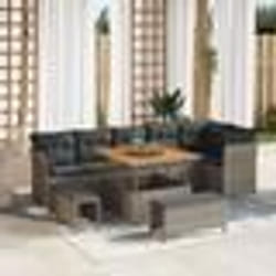 Canapé de Jardin 9 pièces avec Coussins Gris