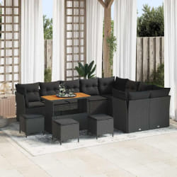 vidaXL Ensemble de canapé de jardin 13 pcs Noir 110 x 55 x 71 cm