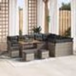 Canapé de jardin 13 pièces avec coussins gris en rotin poly acacia