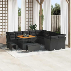 vidaXL Ensemble de canapé de jardin 13 pcs Noir 100 x 100 x 71 cm