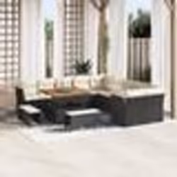 vidaXL Canapé de Jardin 13 pièces avec Coussins Noir Poly Rattan Acacia