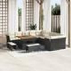 vidaXL Canapé de Jardin 13 pièces avec Coussins Noir Poly Rattan Acacia