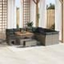 Ensemble Canapé de Jardin 13 Pièces avec Coussins Gris Poly Rattan
