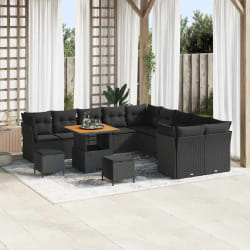 vidaXL Ensemble de canapé de jardin 13 pcs Noir 80 x 80 x 71 cm