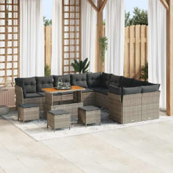 vidaXL Ensemble de canapé de jardin 14 pcs Gris 110 x 55 x 71 cm