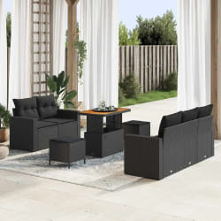 vidaXL Ensemble de canapé de jardin 8 pcs Noir 90 x 55 x 71 cm