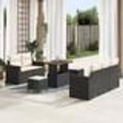 Ensemble Canapé de Jardin 8 Pièces avec Coussins en Rattan Noir