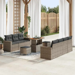 vidaXL Ensemble de canapé de jardin 10 pcs Gris 90 x 55 x 71 cm