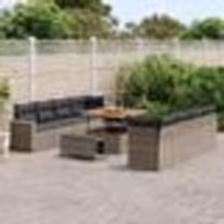 Ensemble de canapé de jardin de 11 pièces avec coussins gris