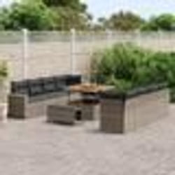 Ensemble de canapé de jardin de 11 pièces avec coussins gris
