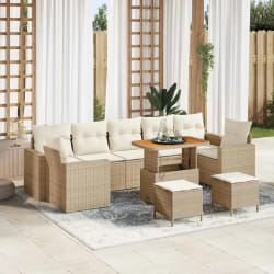 vidaXL Ensemble de canapé de jardin avec coussin 10 pcs beige et crème
