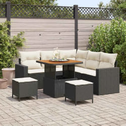 vidaXL Ensemble de canapé de jardin avec coussin 8 pcs Noir et crème