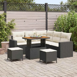 vidaXL Ensemble de canapé de jardin avec coussin 8 pcs Noir et crème