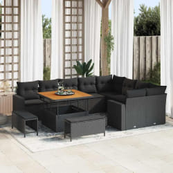vidaXL Ensemble de canapé de jardin 12 pcs Noir 100 x 100 x 71 cm