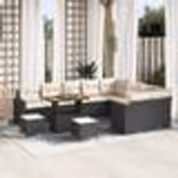 Ensemble de canapé de jardin 12 pièces avec coussins noir poly rotin