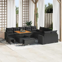 vidaXL Ensemble de canapé de jardin 13 pcs Noir 100 x 100 x 71 cm