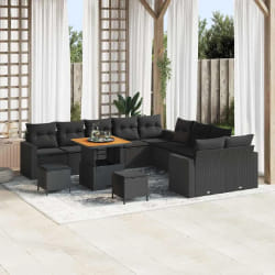vidaXL Ensemble de canapé de jardin 13 pcs Noir 80 x 80 x 71 cm