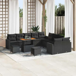 vidaXL Ensemble de canapé de jardin 13 pcs Noir 90 x 55 x 71 cm