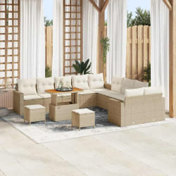 vidaXL Ensemble de canapé de jardin avec coussin 13 pcs beige et crème