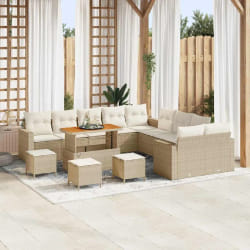 vidaXL Ensemble de canapé de jardin avec coussin 14 pcs beige et crème
