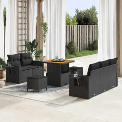 vidaXL Ensemble de canapé de jardin 8 pcs Noir 80 x 80 x 71 cm