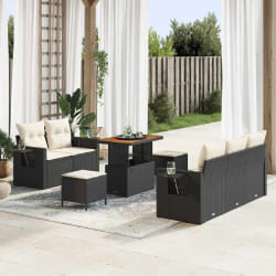 vidaXL Ensemble de canapé de jardin avec coussin 8 pcs Noir et crème