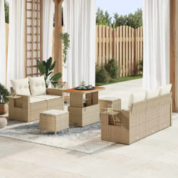 vidaXL Ensemble de canapé de jardin avec coussin 8 pcs beige et crème