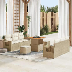 vidaXL Ensemble de canapé de jardin avec coussin 9 pcs beige et crème