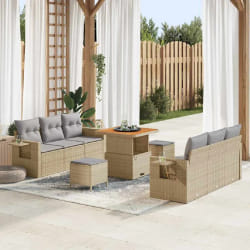 vidaXL Ensemble de canapé de jardin 9 pcs beige et gris clair