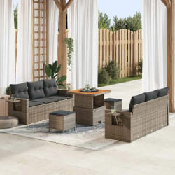 vidaXL Ensemble de canapé de jardin 9 pcs Gris 80 x 80 x 71 cm
