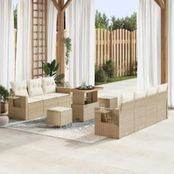 vidaXL Ensemble de canapé de jardin avec coussin 10 pcs beige et crème