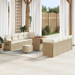 vidaXL Ensemble de canapé de jardin avec coussin 11 pcs beige et crème