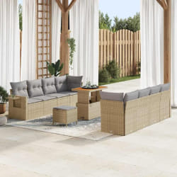 vidaXL Ensemble de canapé de jardin 11 pcs beige et gris clair