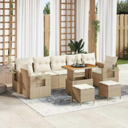 vidaXL Ensemble de canapé de jardin avec coussin 10 pcs beige et crème