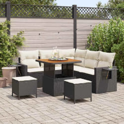 vidaXL Ensemble de canapé de jardin avec coussin 8 pcs Noir et crème