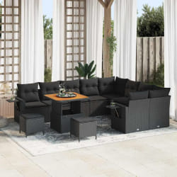 vidaXL Ensemble de canapé de jardin 12 pcs Noir 80 x 80 x 71 cm