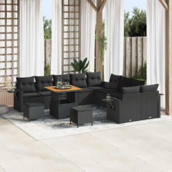 vidaXL Ensemble de canapé de jardin 13 pcs Noir Poly rotin