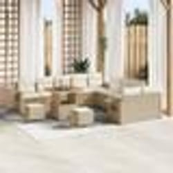 vidaXL Canapé de jardin 13 pièces avec coussins en poly rattan beige et acacia.