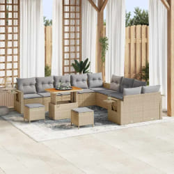 vidaXL Ensemble de canapé de jardin 13 pcs Beige Poly rotin
