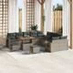 vidaXL Set de canapé de jardin en 13 pièces avec coussins, en polyrotin gris et acacia.