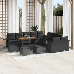 vidaXL Ensemble de canapé de jardin 14 pcs Noir Poly rotin