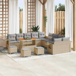 vidaXL Ensemble de canapé de jardin 14 pcs Beige Poly rotin
