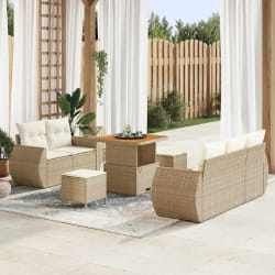vidaXL Ensemble de canapé de jardin avec coussin 8 pcs beige et crème